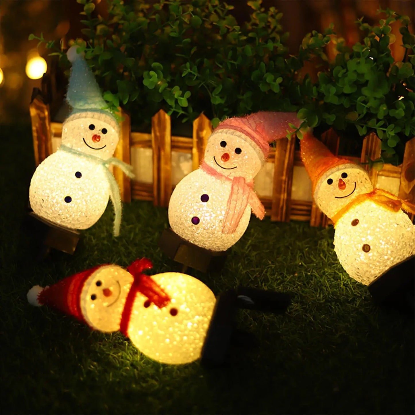 4-piece Solar Snowman Lights