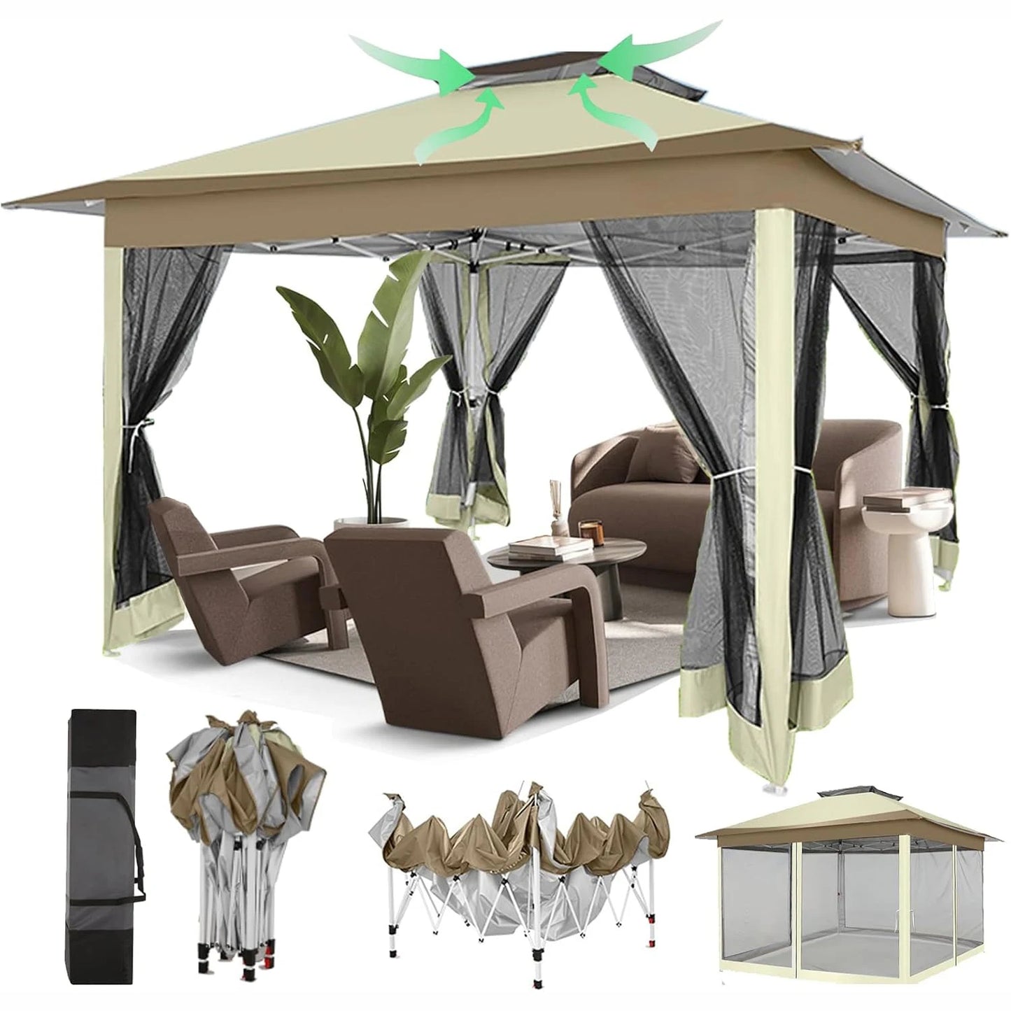 Portable Gazebo with Mosquito Netting