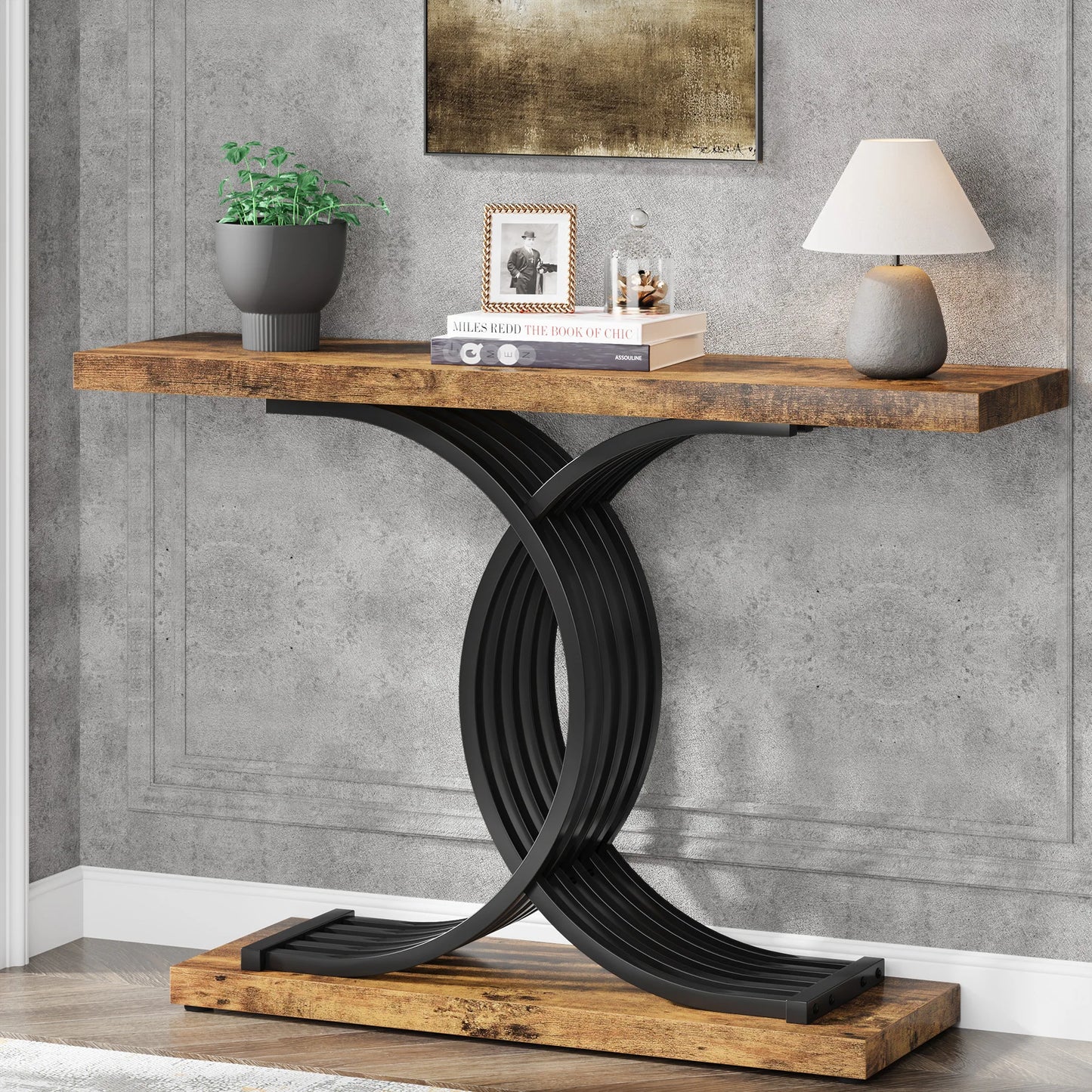 Modern Decor Table with Geometric Metal Legs