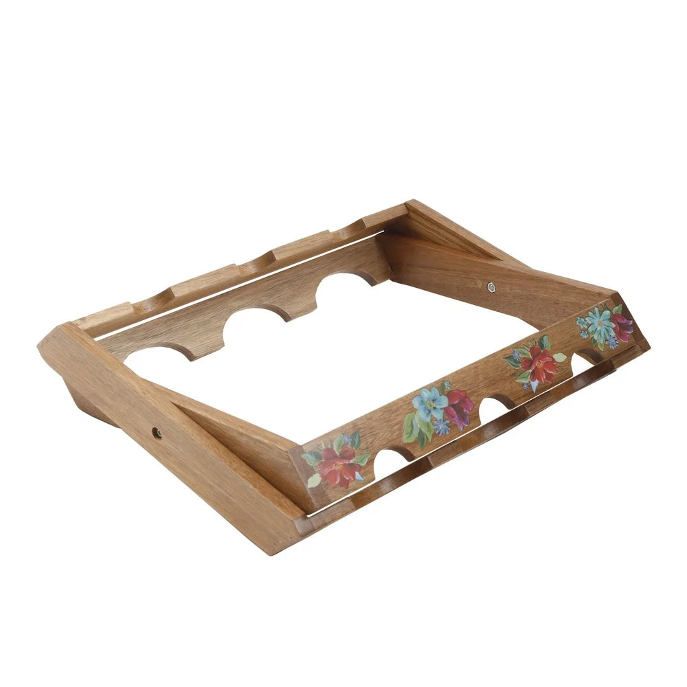 Floral Design Wood Wine Rack