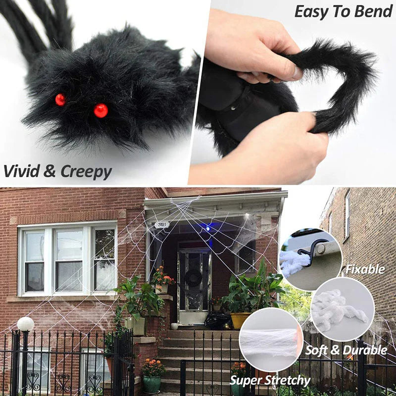 Outdoor Spider and Web Decoration