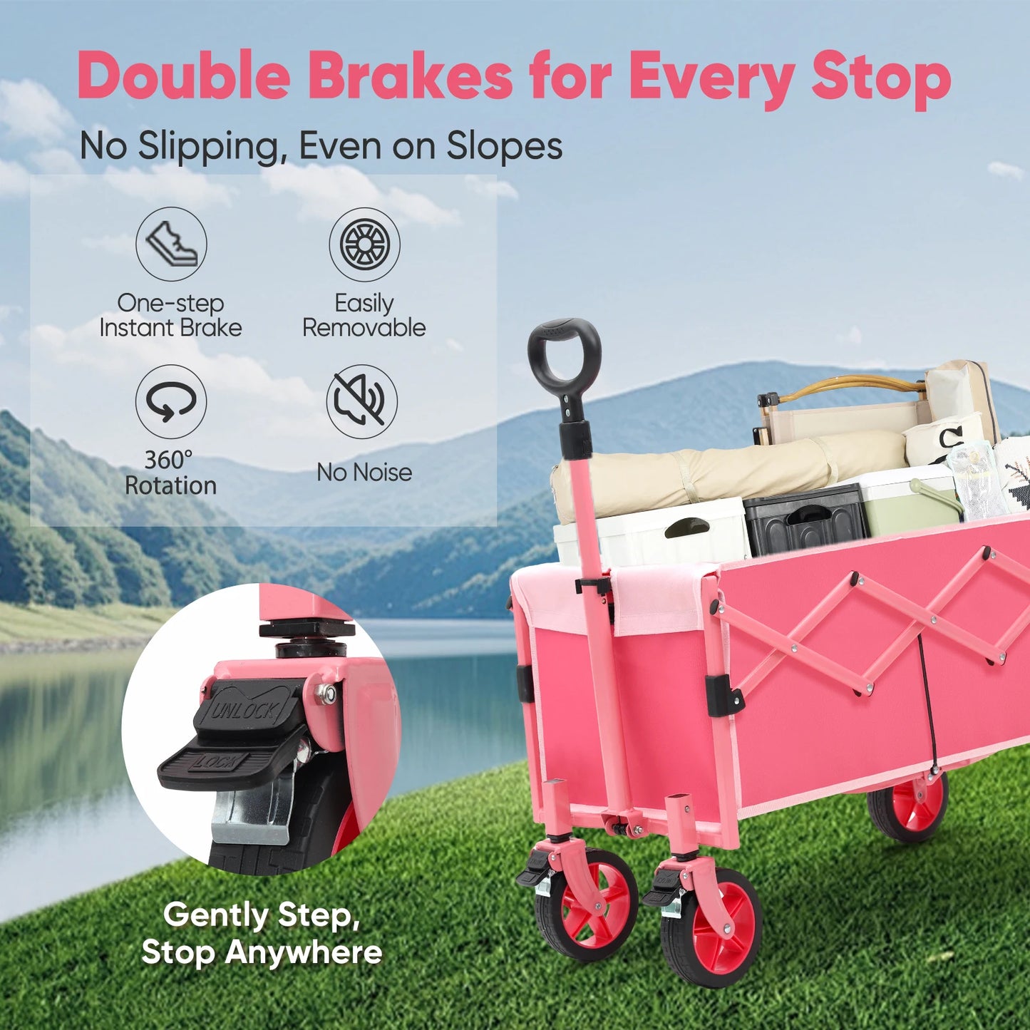 Portable Pink Collapsible Wagon