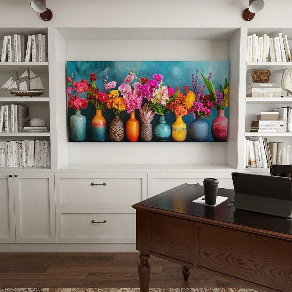 Vibrant Flowers in Vases Wall Art
