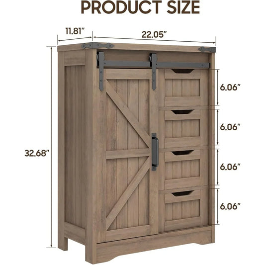 Rustic Grey Floor Storage Cabinet