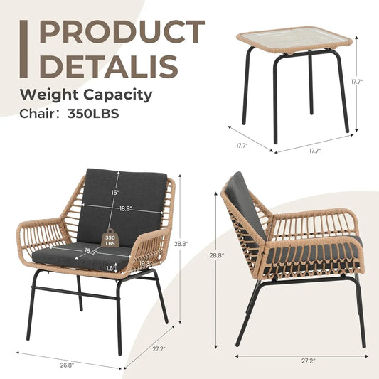 3 Piece Outdoor Patio Furniture Set