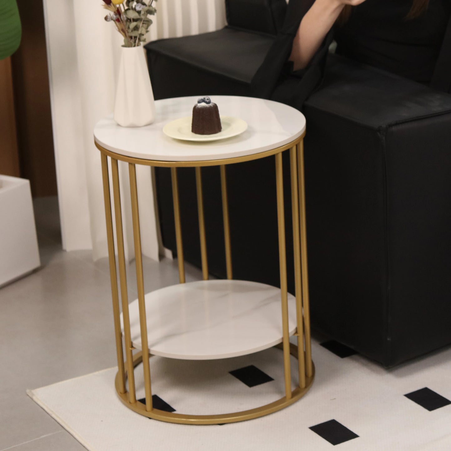 Round White Marble Side Table