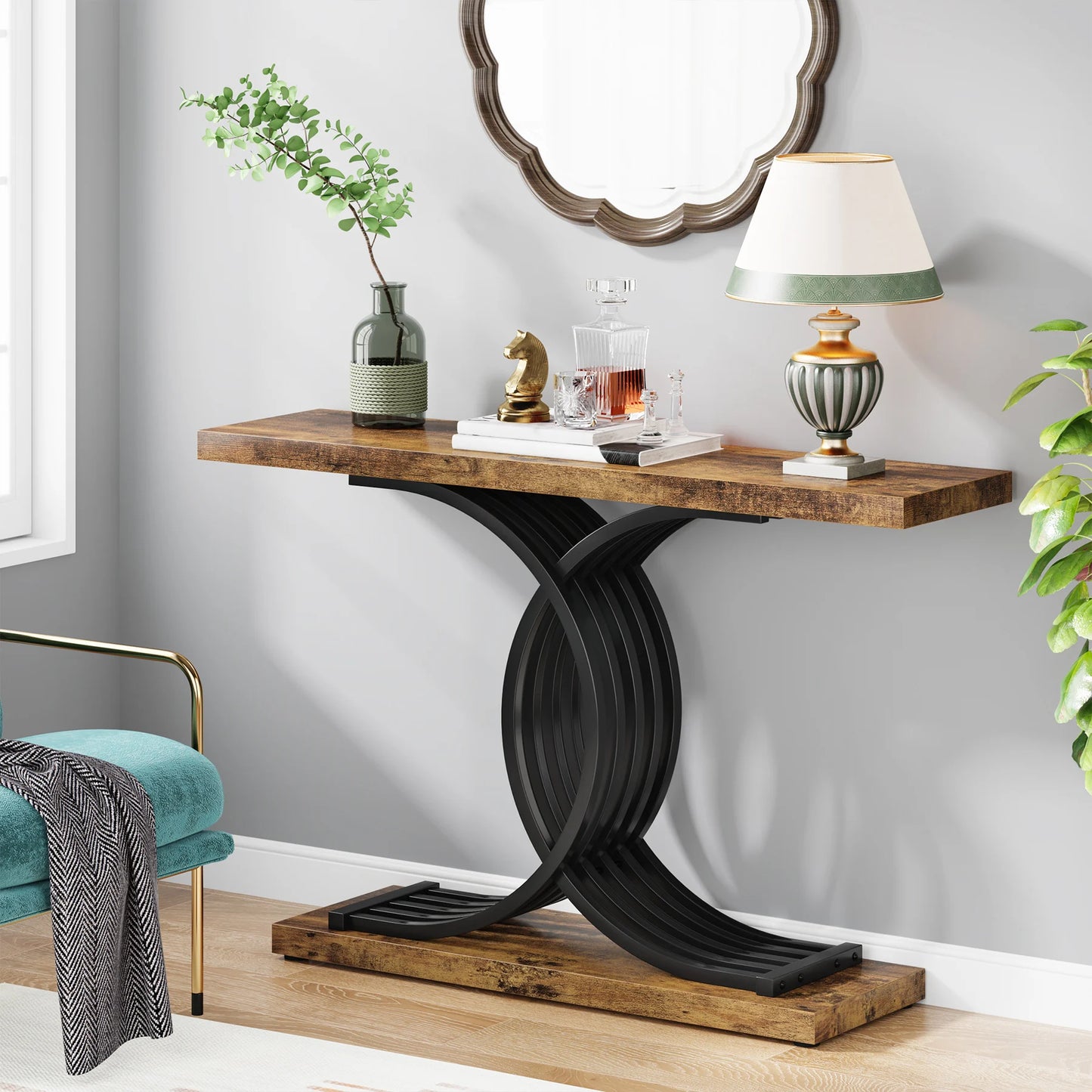 Modern Decor Table with Geometric Metal Legs