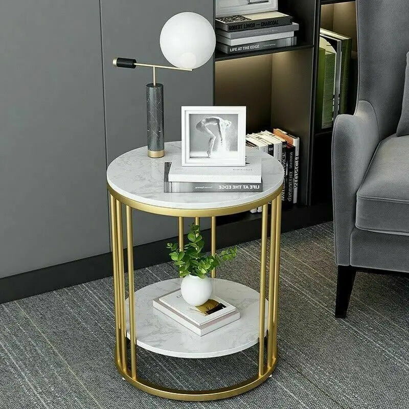 Round White Marble Side Table