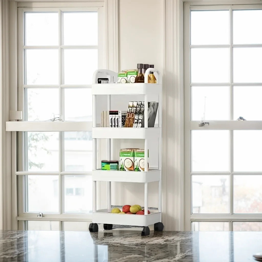 Rolling Storage Cart with Adjustable Shelves