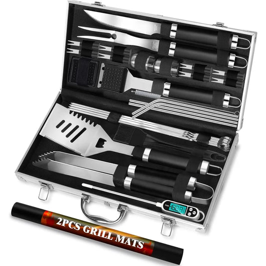 Stainless Steel BBQ Grill Set with Aluminum Case