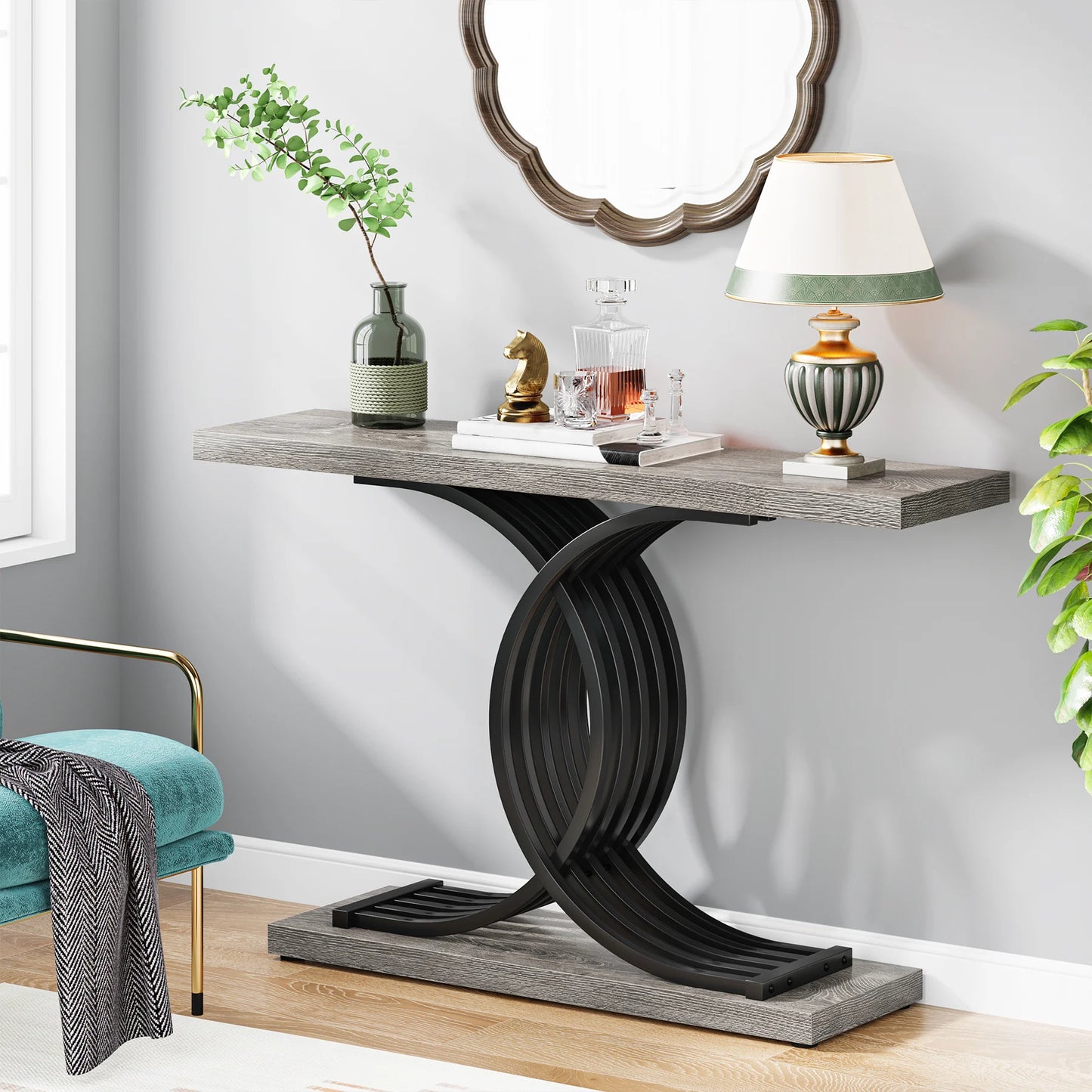 Modern Decor Table with Geometric Metal Legs