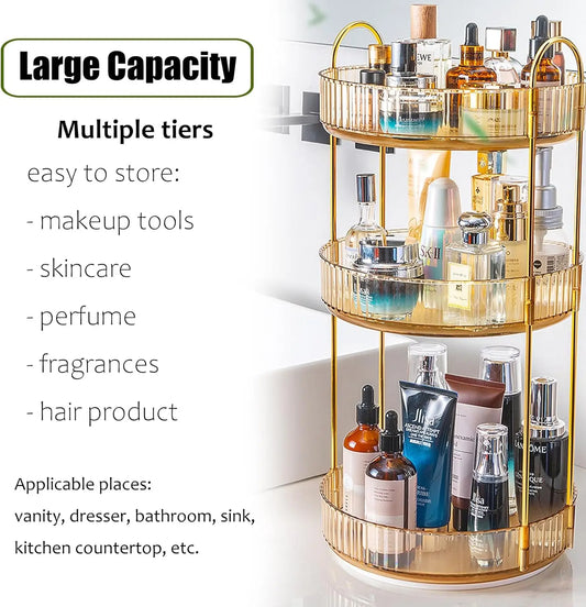 Rotating 3 Tier Makeup Organizer