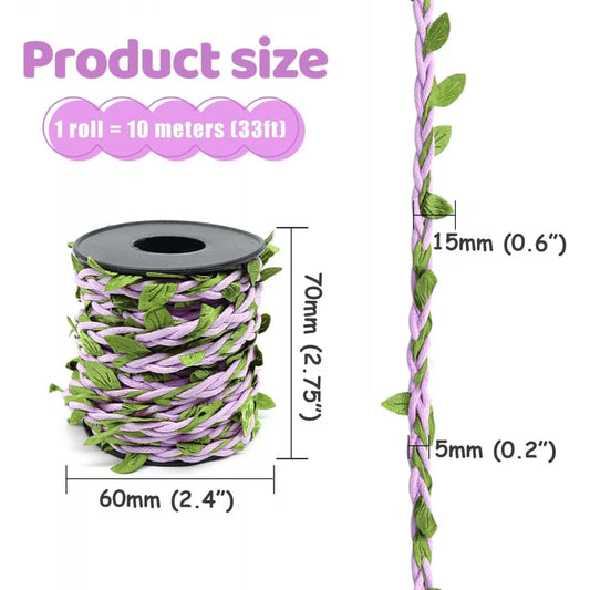 Purple Waxed Twine with Artificial Leaves