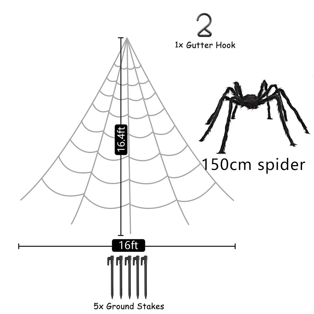 Outdoor Spider and Web Decoration