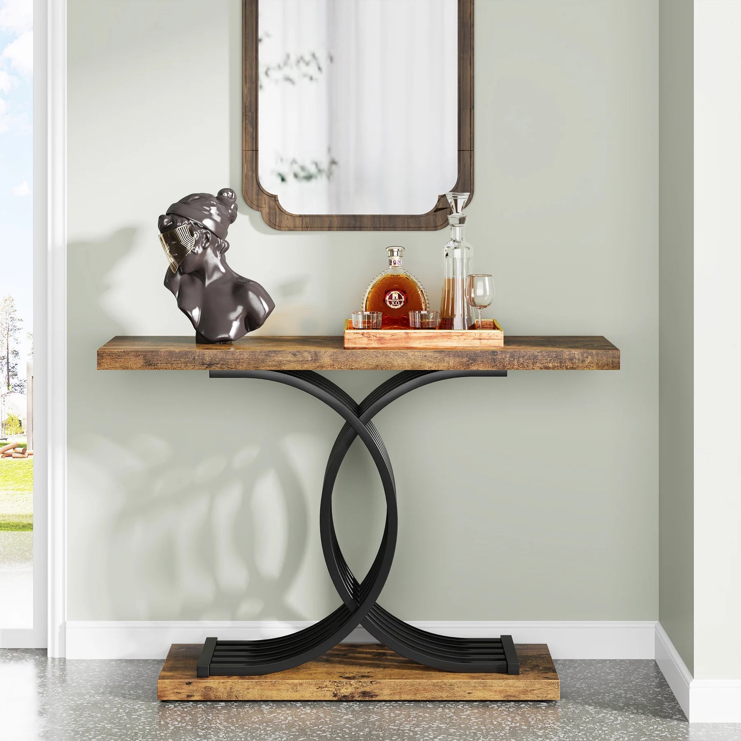Modern Decor Table with Geometric Metal Legs