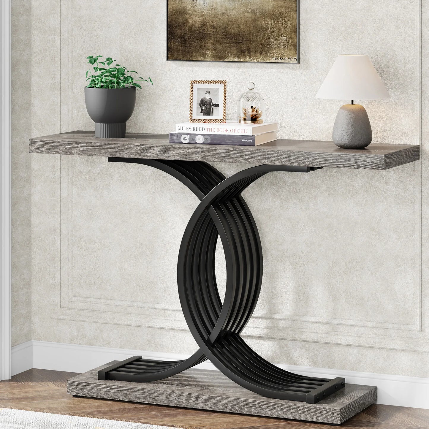 Modern Decor Table with Geometric Metal Legs