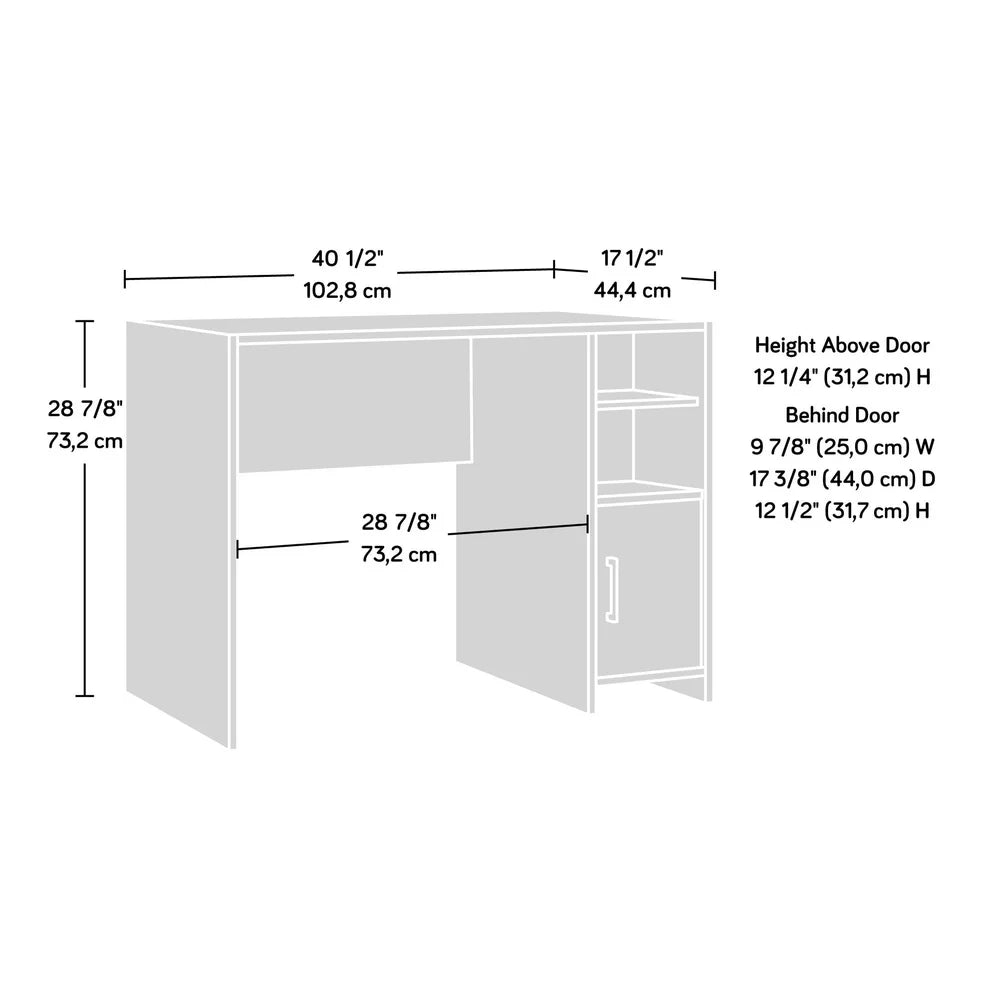 Oak Finish Computer Desk Adjustable Shelves Hidden Storage