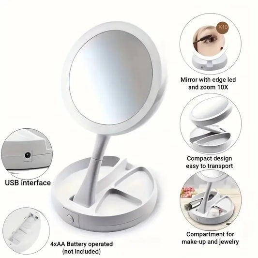 Foldable LED Vanity Mirror