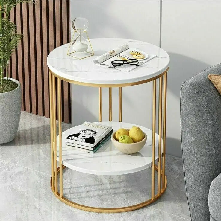 Round White Marble Side Table