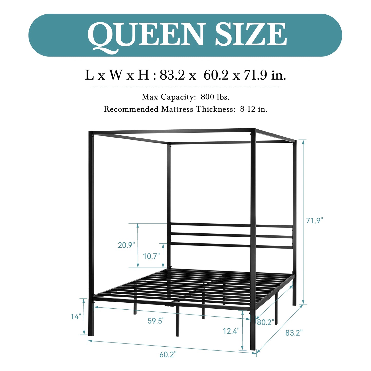 Queen Size Canopy Bed Frame