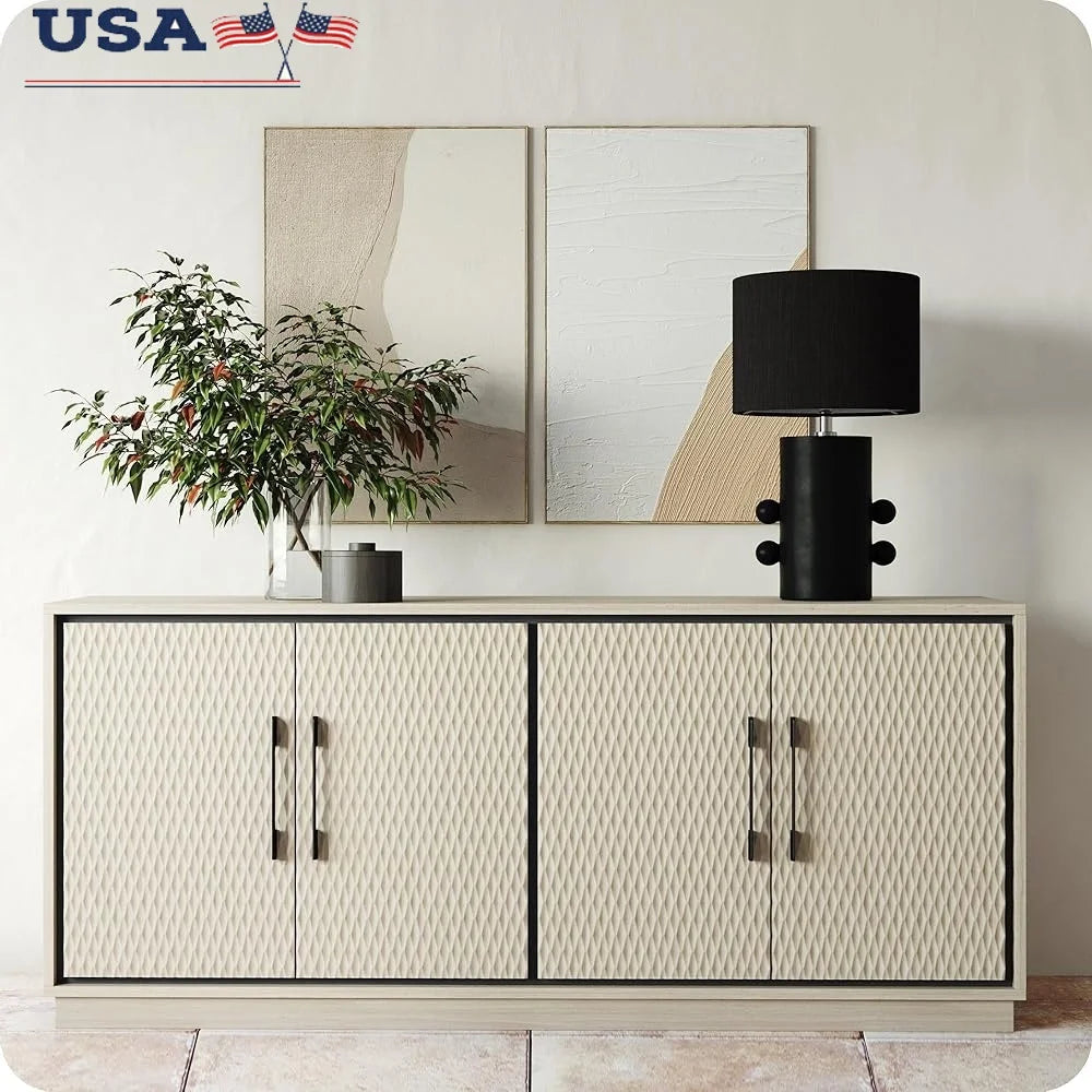 65 Inch Buffet Storage Cabinet Adjustable Shelves