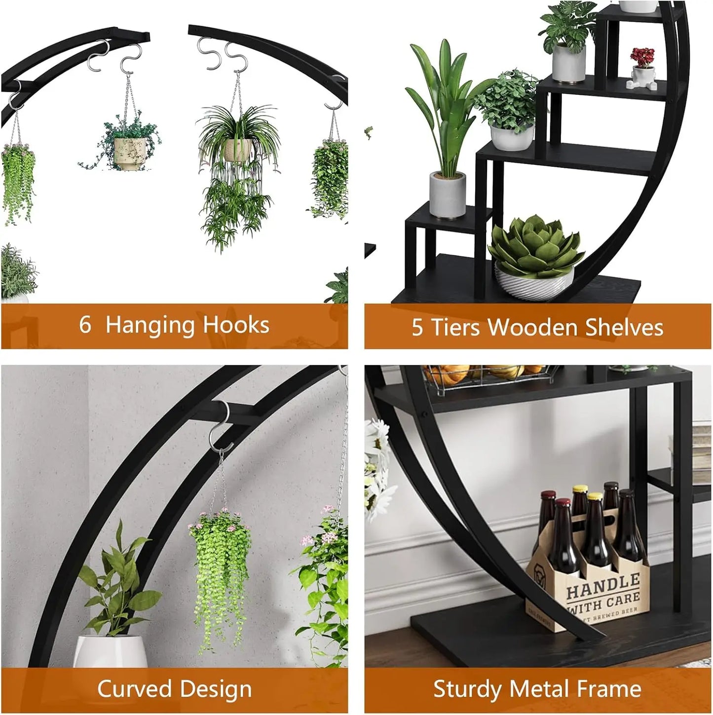 Metal Half Moon Plant Stand