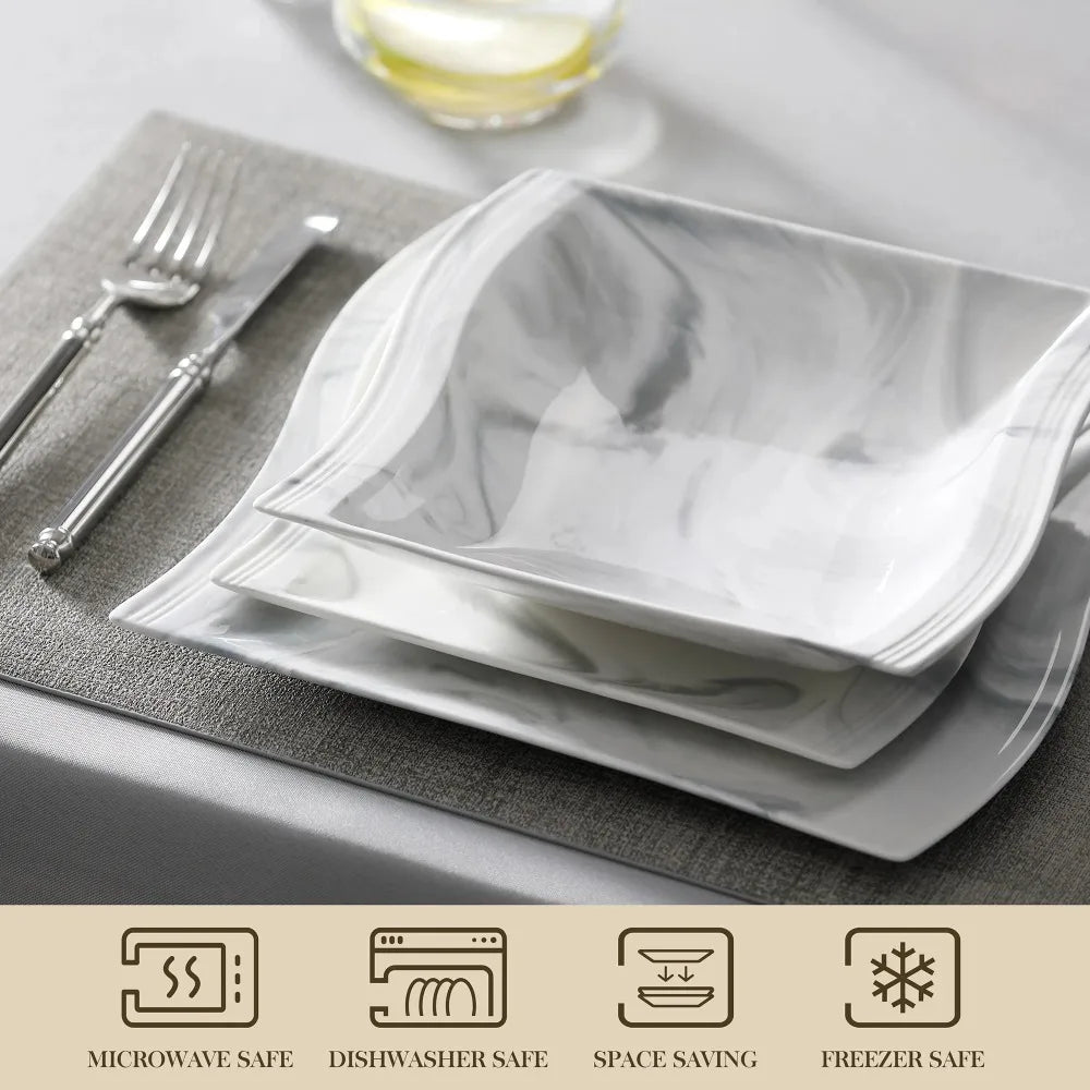 Marble Porcelain 30 Piece Dinnerware Set