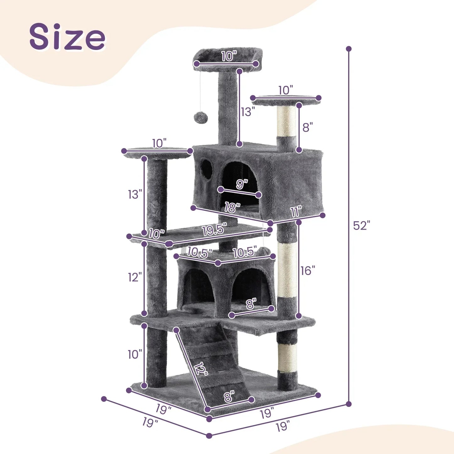 Multi-Level Cat Tower, Dark Grey