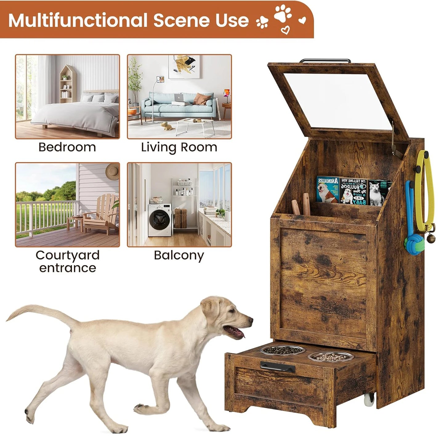Dog Feeding Station with 2 Elevated Bowls