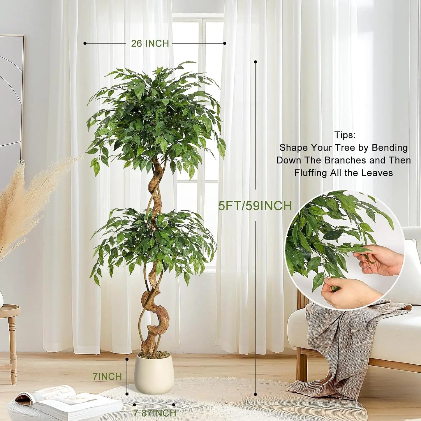 Sturdy Artificial Ficus Tree for Home Decor