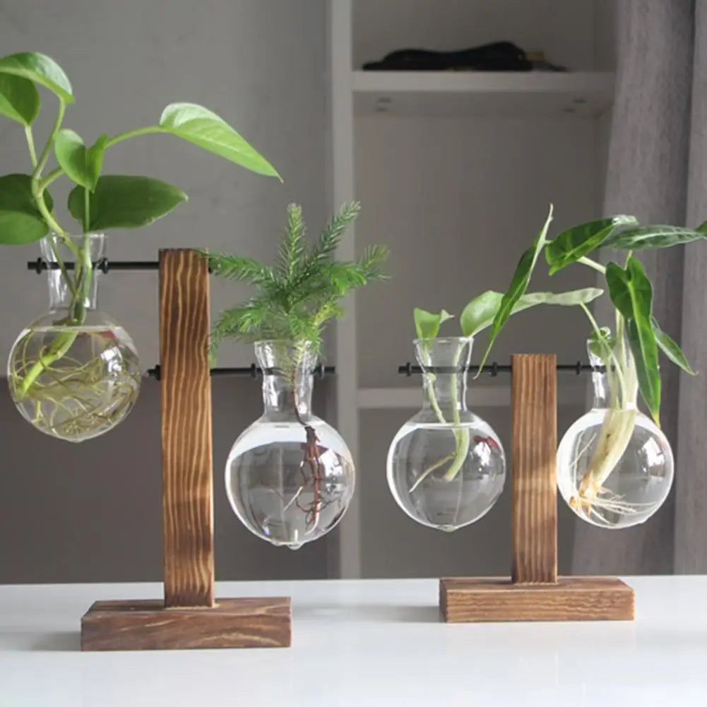 Hydroponic Planter with Wooden Stand