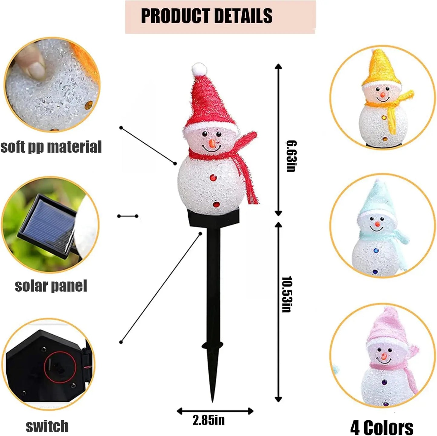 4-piece Solar Snowman Lights