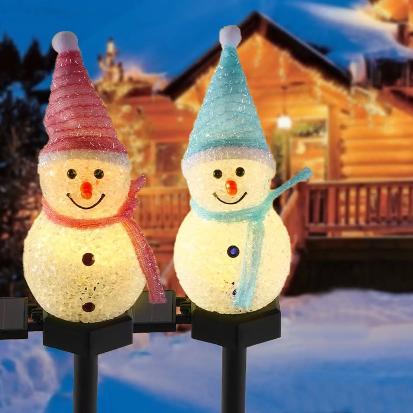 4-piece Solar Snowman Lights