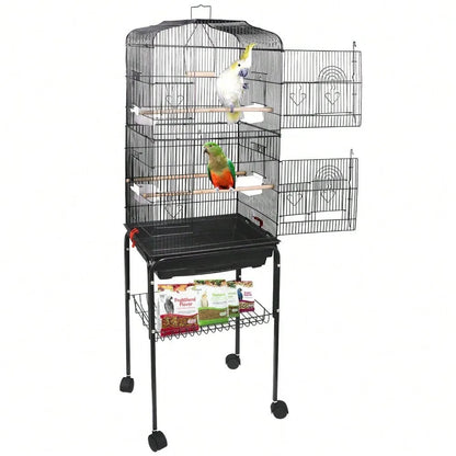 Rolling Bird Cage with Stand & Tray
