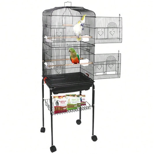 Rolling Bird Cage with Stand & Tray
