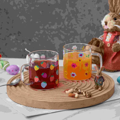 Decorative Glass Mugs Set of 4