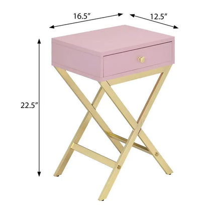 Pink and Gold Rectangular Accent Table
