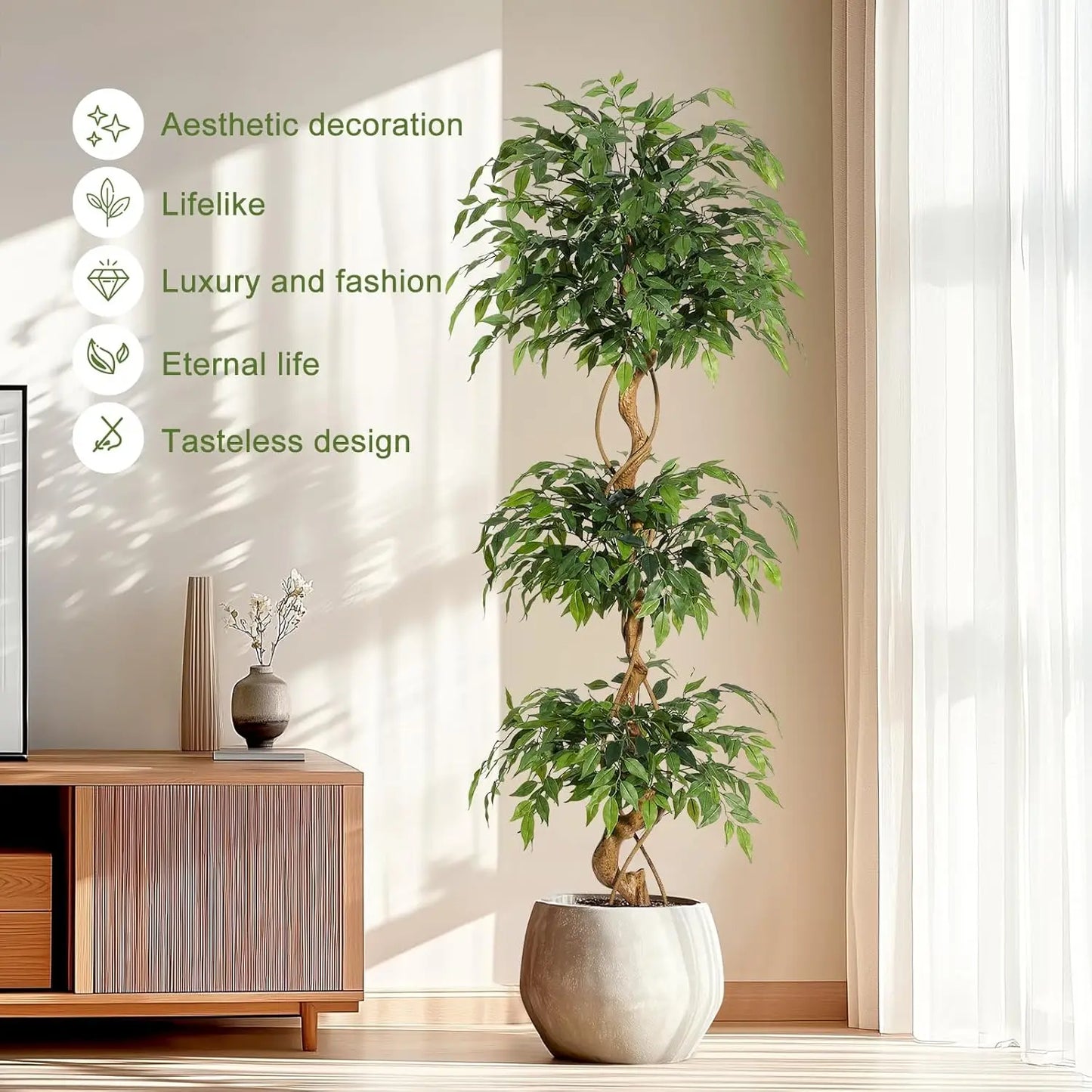 Sturdy Artificial Ficus Tree for Home Decor