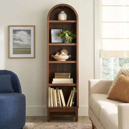 Narrow Arch Bookcase Rich Finish
