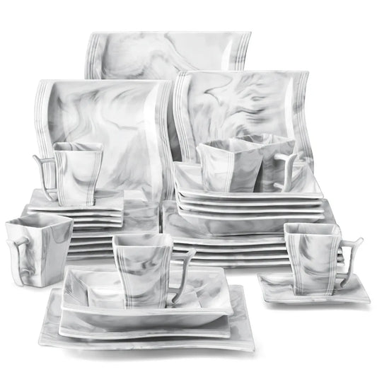 Marble Porcelain 30 Piece Dinnerware Set