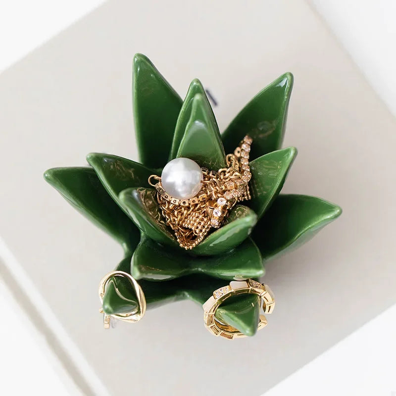 Ceramic Cactus Jewelry Storage