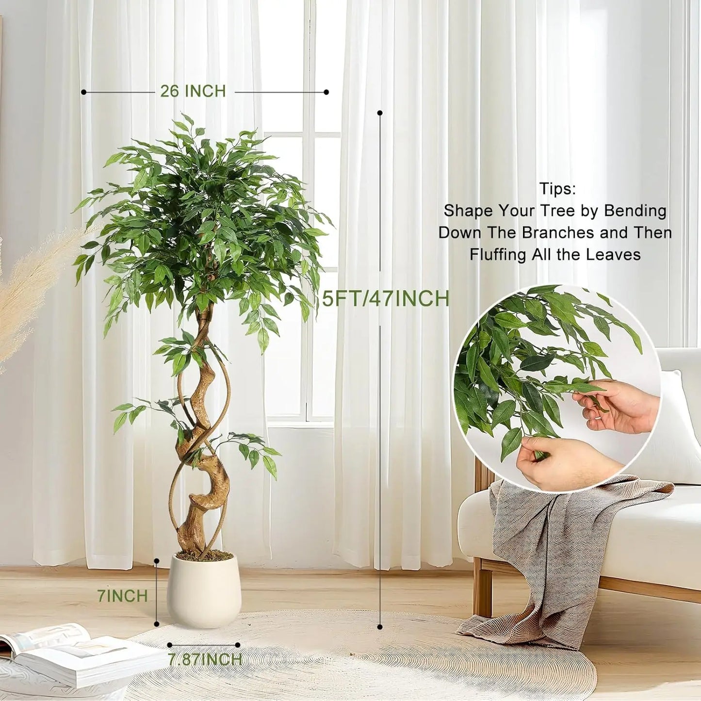 Sturdy Artificial Ficus Tree for Home Decor