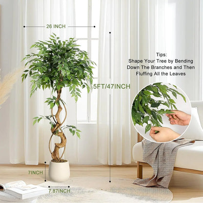 Sturdy Artificial Ficus Tree for Home Decor