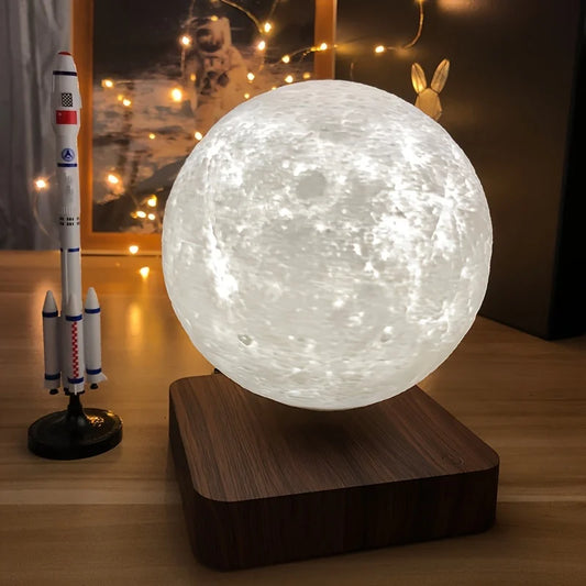 Floating Moon Lamp with Wooden Base
