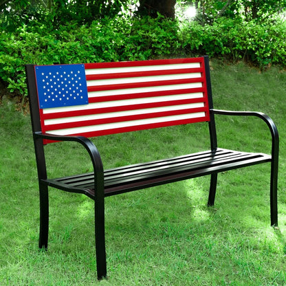 Durable American Flag Outdoor Bench