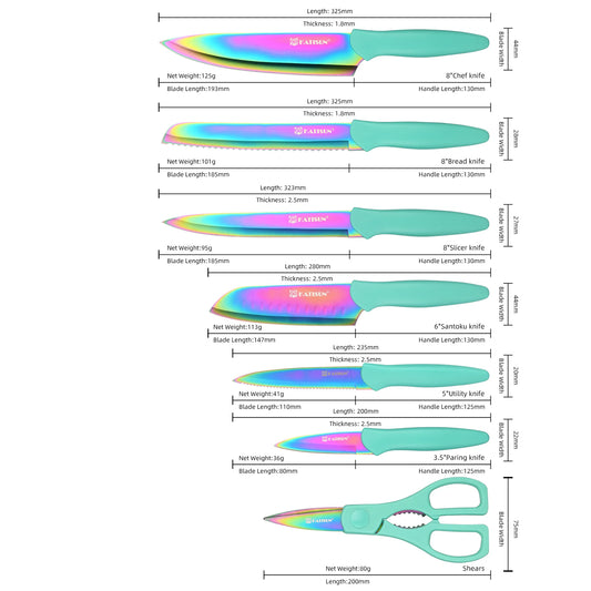 Rainbow Kitchen Knife Set