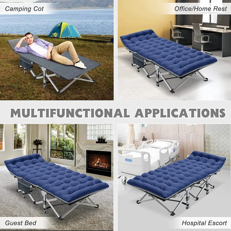 XL Folding Cot with Comfortable 2 Sided Mattress