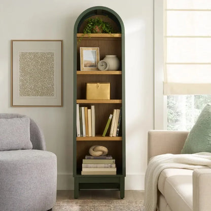 Narrow Arch Bookcase Rich Finish
