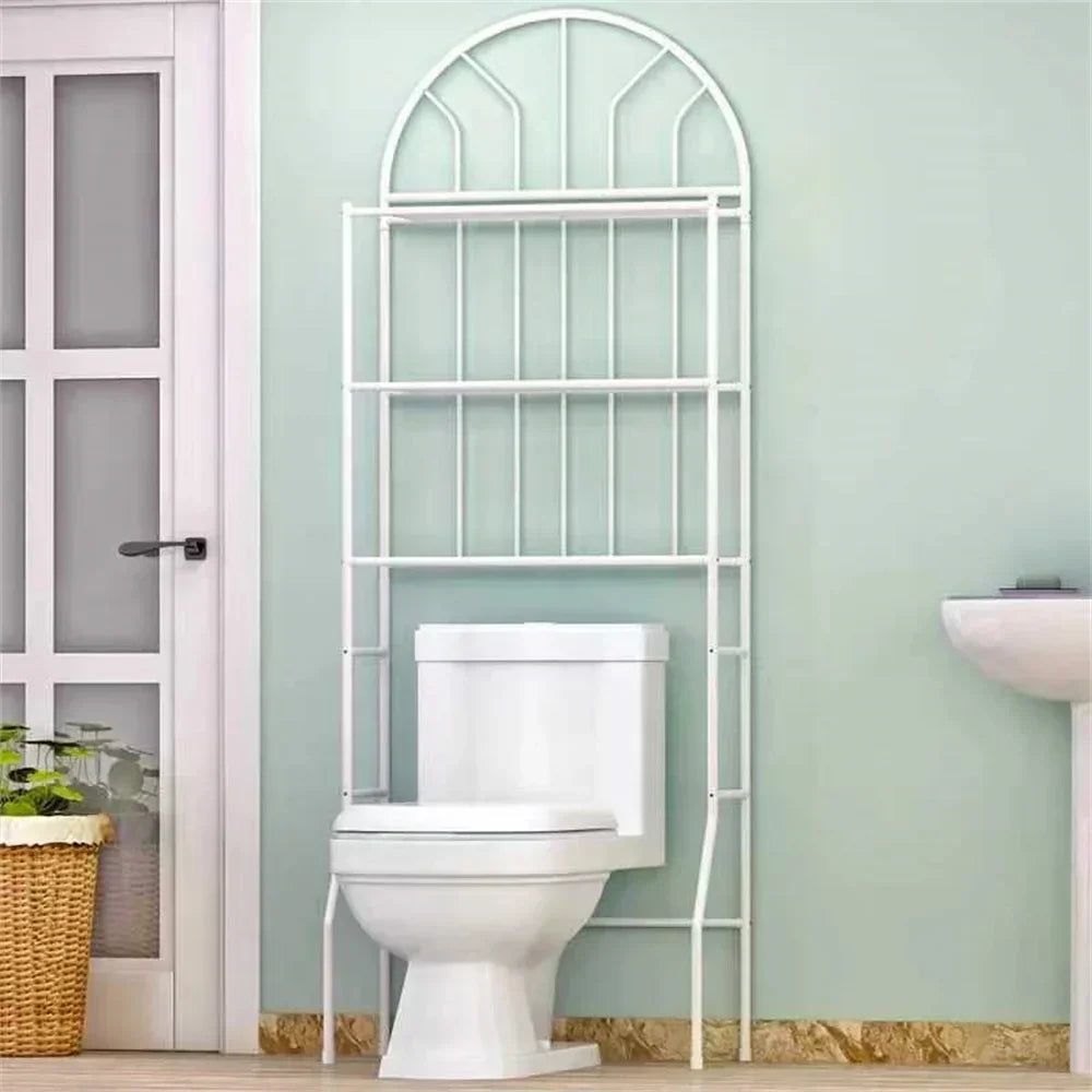 White Iron Toilet Storage Rack
