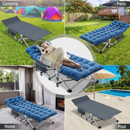 XL Folding Cot with Comfortable 2 Sided Mattress